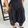 Hand-Embroidered  black Cotton Shirwal | Free Size up to 3XL | Made by Siwa Women | Desert-Inspired Motifs - Image 4