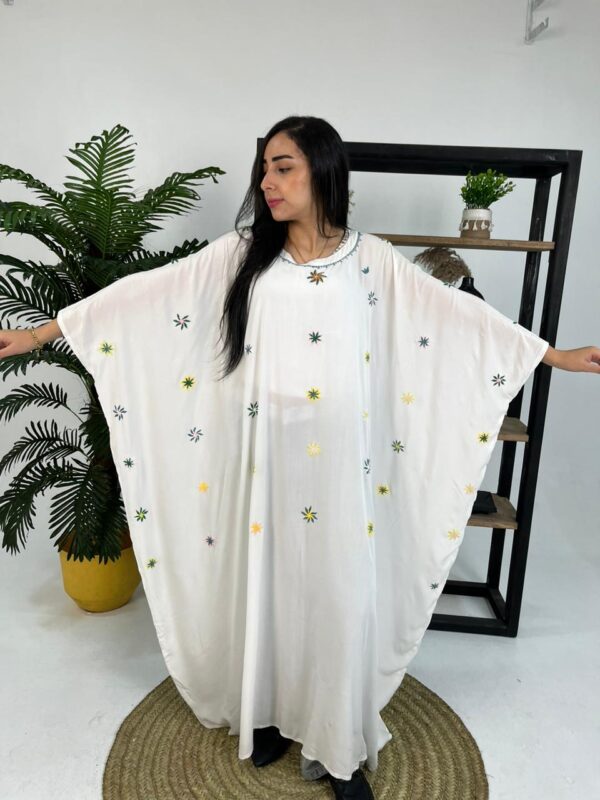 Hand-Embroidered White Cotton Poncho – St. Catherine Artisan Work | Free Size