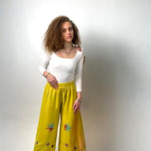 Handwoven Akhmim Cotton Pants with Saint Catherine Embroidery up to size Large