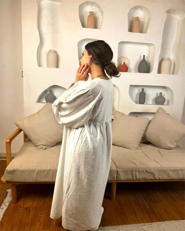 Hand-Embroidered Linen-Cotton Dress with Colorful Threadwork | Free Size up to 2XL - Image 2