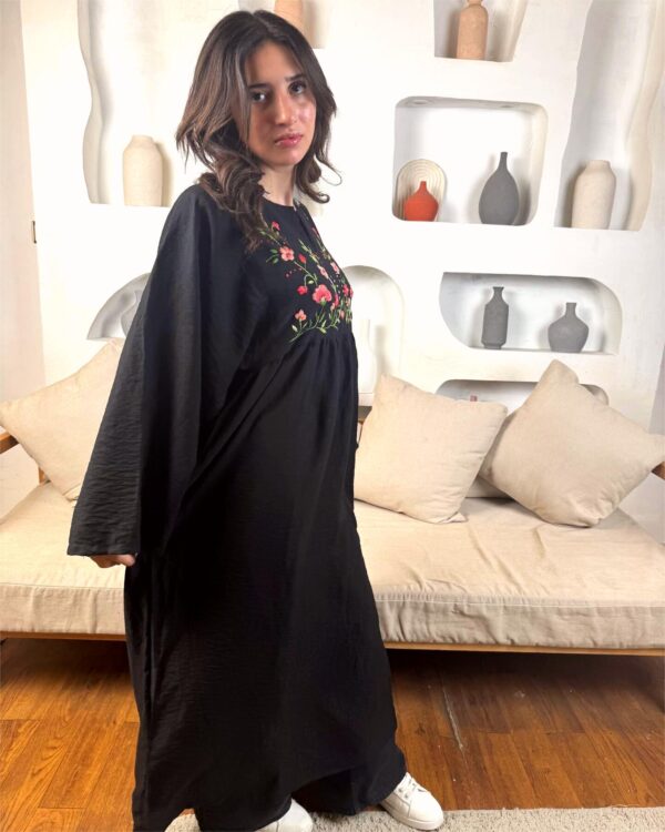 Hand-Embroidered Linen-Cotton Dress with Colorful Threadwork | Size up to XL - Image 3