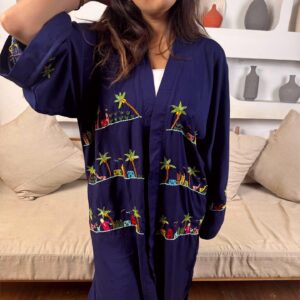 Hand-Embroidered  Cotton Cardigan – Egyptian Village-Inspired