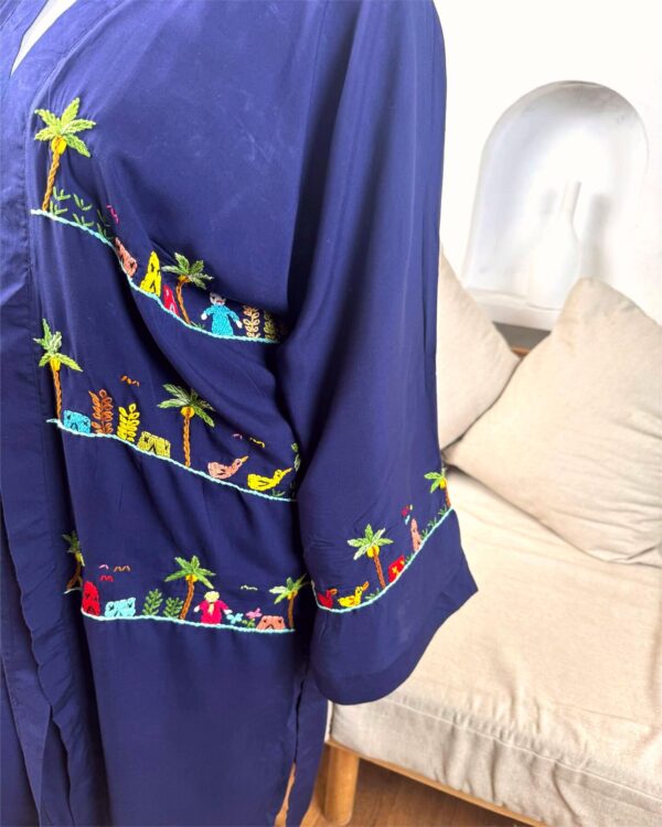 Hand-Embroidered  Cotton Cardigan – Egyptian Village-Inspired - Image 4