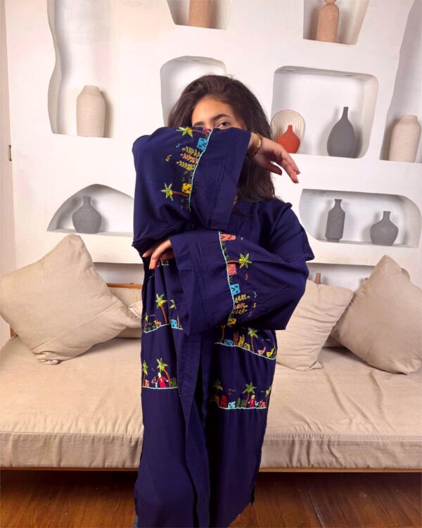 Hand-Embroidered  Cotton Cardigan – Egyptian Village-Inspired - Image 2