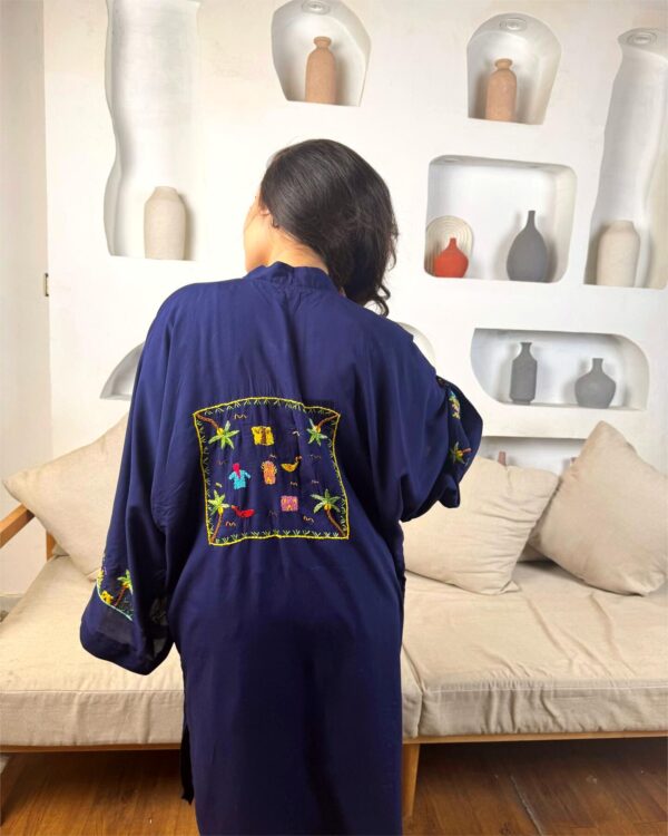 Hand-Embroidered  Cotton Cardigan – Egyptian Village-Inspired - Image 3