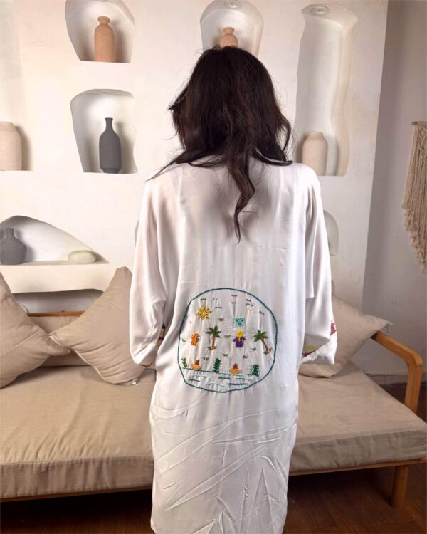 Hand-Embroidered  Cotton Cardigan – Egyptian Village-Inspired - Image 5