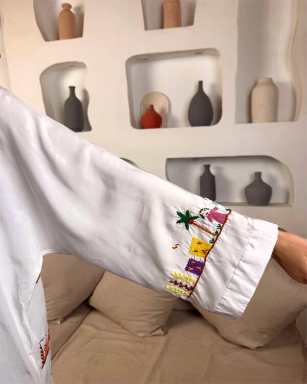 Hand-Embroidered  Cotton Cardigan – Egyptian Village-Inspired - Image 4