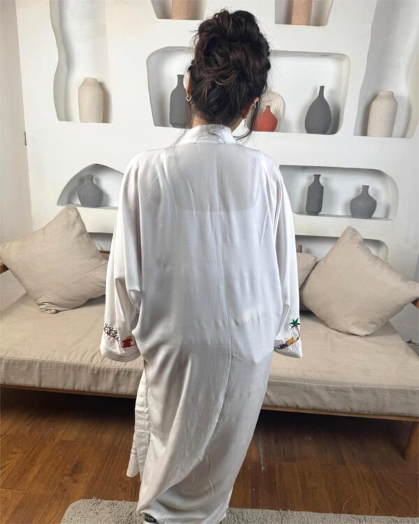 Hand-Painted Long-Sleeve High-Low Cotton Blouse Free size up to 3XL - Image 5