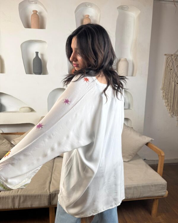 white Cotton Hand-Embroidered blouse by St. Catherine Women | Free Size up to 3XL - Image 3