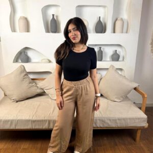 Viscose Moka Pants with Siwa Embroidery size up to Large