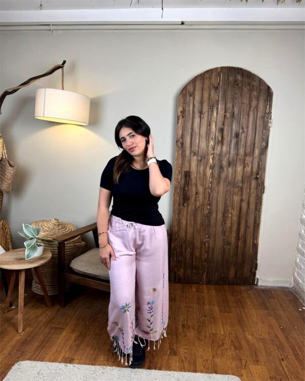 Handwoven Akhmim Cotton Pants with Saint Catherine Embroidery up to size Large - Image 2