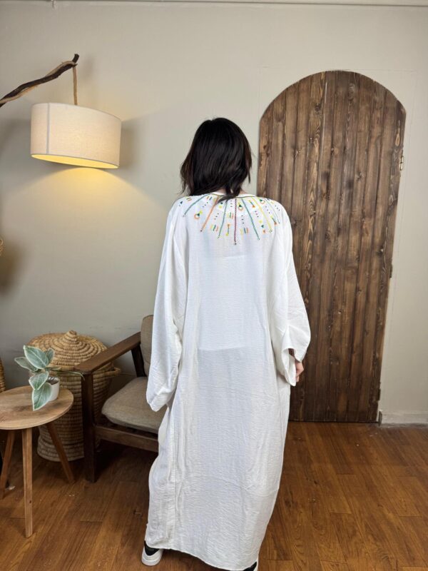 Spanish Linen Abaya Hand-Embroidered from Siwa Free size up to 3XL - Image 4