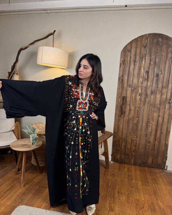 Spanish Linen Abaya Hand-Embroidered from Siwa Free size up to 3XL
