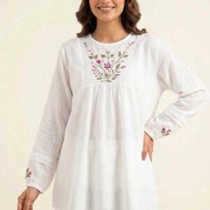 Handmade Egyptian Embroidered Cotton Voile Blouse – Unique Artisan Piece size 3XL