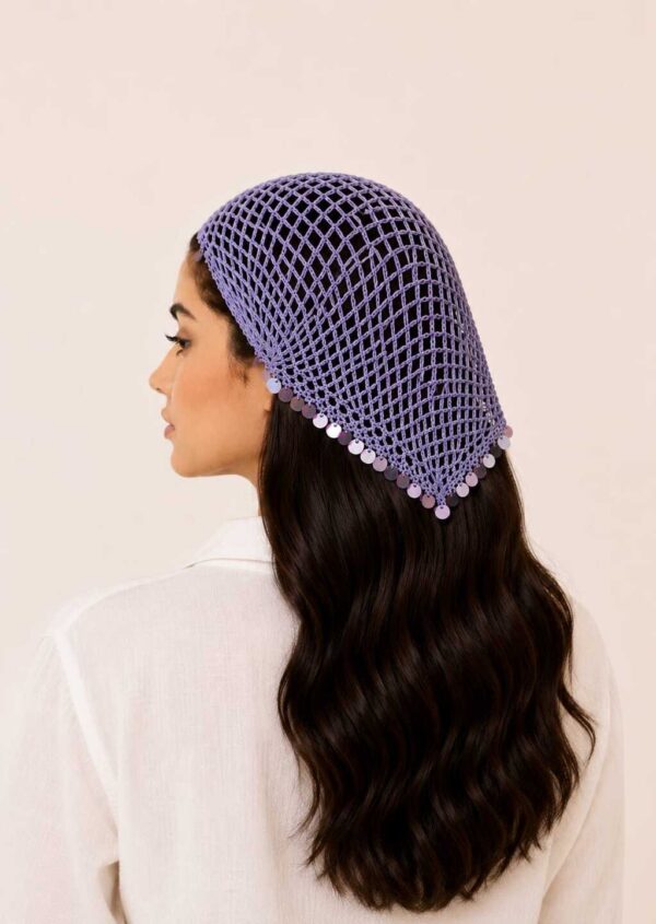 Lavander Hand-Crocheted Turkish Cotton Triangle Scarf with Sequins (Copy)