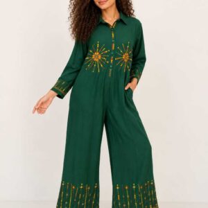 Hand-Embroidered Cotton Jumpsuit with Siwa Oasis Designs size 2XL